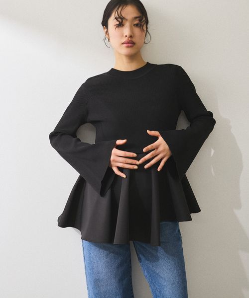 再入荷】・【サステナブル】ペプラムコンビニットプルオーバー | [公式