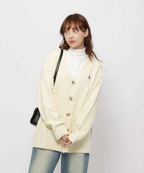 【UNISEX】ALAND/Aロゴ ケーブルニットカーディガン ライトグレー L ALグッズ ALAND エーランド 152705 韓国通販 ドットエスティ 【UNISEX】ALAND/Aロゴ ケーブルニットカーディガン ライトグレー L ALグッズ ALAND エーランド 152705 韓国通販 ドットエスティ