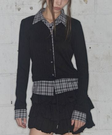 FANCY CLUB/チェックシャツレイヤードカーディガン FANCY CLUB】CHECK SHIRT LAYERED CARDIGAN / 【ファンシー