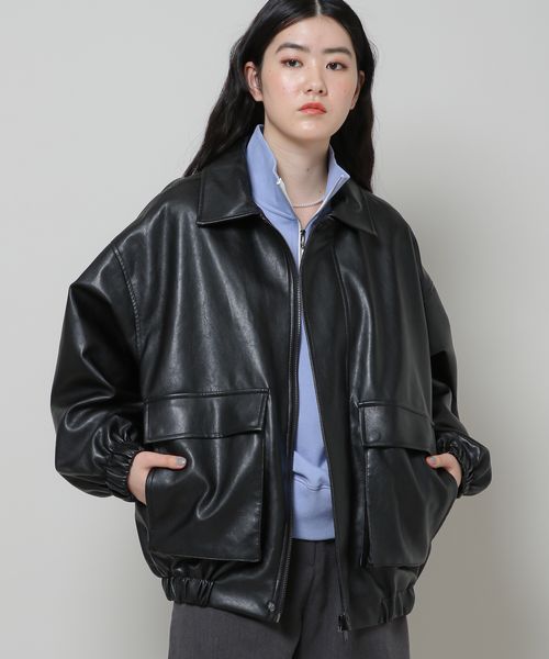 anuans ヴィーガンレザーオーバージャケット ヴィーガンレザーオーバージャケット