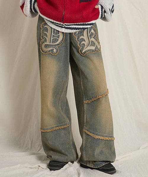 【UNISEX】Wai Kei/アップリケデニムパンツ ダークブルー S ユニボトムス ALAND エーランド 282780 韓国通販 ドットエスティ 【UNISEX】Wai Kei/アップリケデニムパンツ ダークブルー S ユニボトムス ALAND エーランド 282780 韓国通販 ドットエスティ