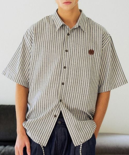【UNISEX】SLOW ACID/ストライプハーフシャツ ネイビー L ユニインナー ALAND エーランド 328328 韓国通販 ドットエスティ 【UNISEX】SLOW ACID/ストライプハーフシャツ ネイビー L ユニインナー ALAND エーランド 328328 韓国通販 ドットエスティ