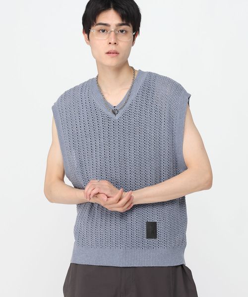 3.3 Field Trip/透かし編みニットベスト ライトブルー M メンズインナー ALAND エーランド 576762 韓国通販 ドットエスティ 3.3 Field Trip/透かし編みニットベスト ライトブルー M メンズインナー ALAND エーランド 576762 韓国通販 ドットエスティ