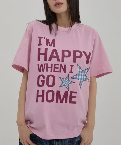 ★K-POPアイドル着用【UNISEX】Wai Kei/IM HAPPY Tシャツ ピンク M ユニインナー ALAND エーランド 577222 韓国通販 ドットエスティ ★K-POPアイドル着用【UNISEX】Wai Kei/IM HAPPY Tシャツ ピンク M ユニインナー ALAND エーランド 577222 韓国通販 ドットエスティ