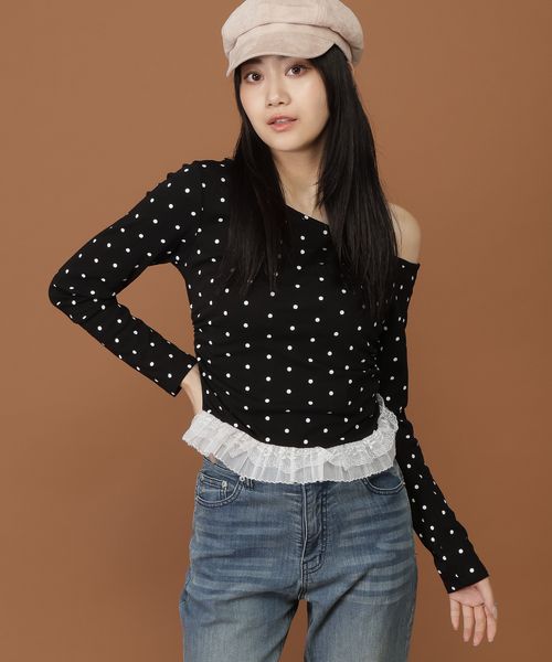 3.3 Field Trip／ドットスソレース長袖T シルバー FREE ウィメンズインナー ALAND エーランド 582185 韓国通販 ドットエスティ