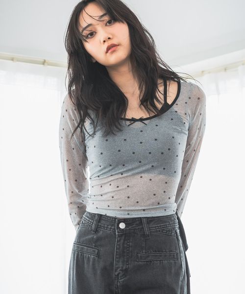 3.3 Field Trip/ドットシアーロングスリーブTシャツ(カップインナー付) グレー FREE ウィメンズインナー ALAND エーランド 586889 韓国通販 ドットエスティ 3.3 Field Trip/ドットシアーロングスリーブTシャツ(カップインナー付) グレー FREE ウィメンズインナー ALAND エーランド 586889 韓国通販 ドットエスティ