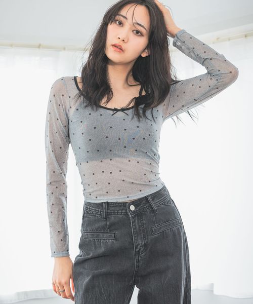 3.3 Field Trip/ドットシアーロングスリーブTシャツ(カップインナー付) グレー FREE ウィメンズインナー ALAND エーランド 586889 韓国通販 ドットエスティ 3.3 Field Trip/ドットシアーロングスリーブTシャツ(カップインナー付) グレー FREE ウィメンズインナー ALAND エーランド 586889 韓国通販 ドットエスティ