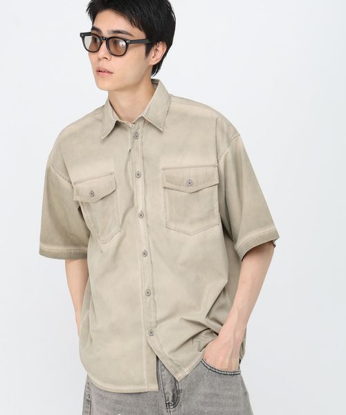 LAND MUSEUM/加工デニム半袖シャツ ブラウン M メンズインナー ALAND エーランド 587185 韓国通販 ドットエスティ LAND MUSEUM/加工デニム半袖シャツ ブラウン M メンズインナー ALAND エーランド 587185 韓国通販 ドットエスティ