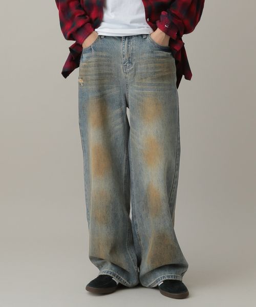 LAND MUSEUM／ブラッシュ加工デニム ライトブルー M メンズボトムス ALAND エーランド 587198 韓国通販 ドットエスティ