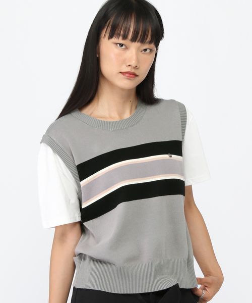 3.3 Field Trip/ボーダーベスト付きTシャツ グレー FREE ウィメンズインナー ALAND エーランド 588201 韓国通販 ドットエスティ 3.3 Field Trip/ボーダーベスト付きTシャツ グレー FREE ウィメンズインナー ALAND エーランド 588201 韓国通販 ドットエスティ