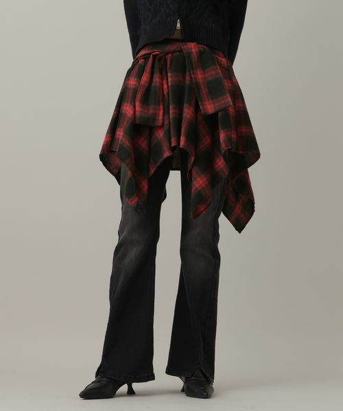 3.3 Field Trip／シャツ風チェックミニスカート レッド FREE ウィメンズボトムス ALAND エーランド 595711 韓国通販 ドットエスティ