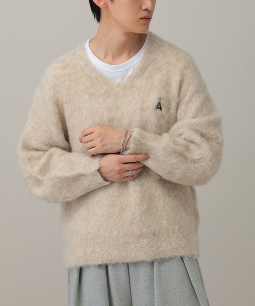 【UNISEX】ALAND／AロゴシャギーVネックプルオーバー ブラウン S ALグッズ ALAND エーランド 596410 韓国通販 ドットエスティ