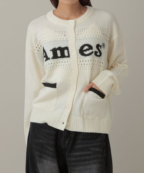 【再入荷】 AMES WORLDWIDE／PUNCHED カーディガン ベージュ FREE ユニインナー ALAND エーランド 601464 韓国通販 ドットエスティ