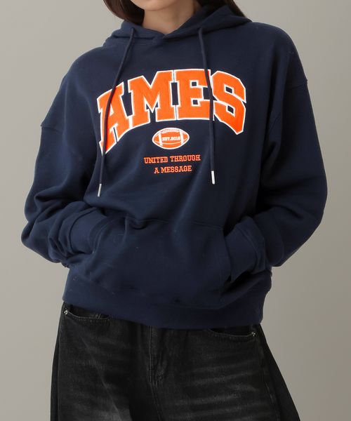 AMES WORLDWIDE/ベーシックアップリケフーディー ネイビー S ユニインナー ALAND エーランド 601466 韓国通販 ドットエスティ AMES WORLDWIDE/ベーシックアップリケフーディー ネイビー S ユニインナー ALAND エーランド 601466 韓国通販 ドットエスティ