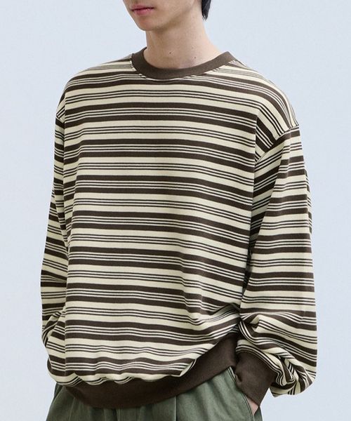 【UNISEX】Filluminate／Monoボーダープルオーバー ライトベージュ M メンズインナー ALAND エーランド 608792 韓国通販 ドットエスティ