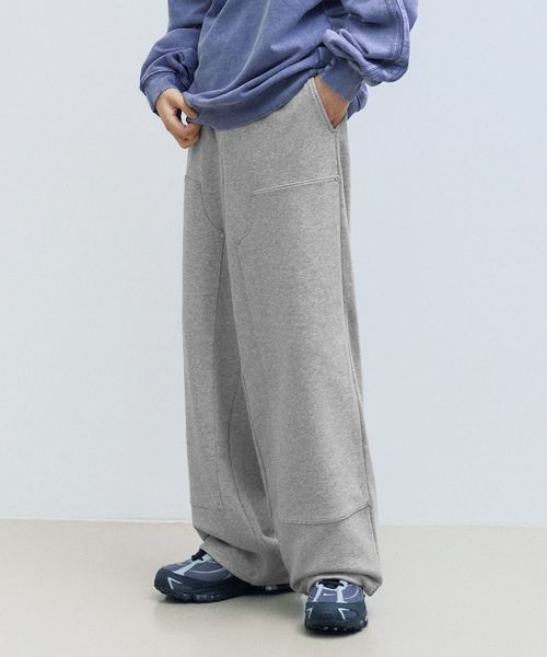 【UNISEX】Filluminate／ダブルニースウェットパンツ グレー M メンズボトムス ALAND エーランド 608798 韓国通販 ドットエスティ