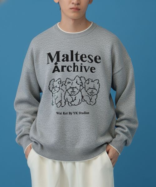 【UNISEX】Wai Kei×ALAND/Amaltese ニット グレー L ユニインナー ALAND エーランド 611141 韓国通販 ドットエスティ 【UNISEX】Wai Kei×ALAND/Amaltese ニット グレー L ユニインナー ALAND エーランド 611141 韓国通販 ドットエスティ