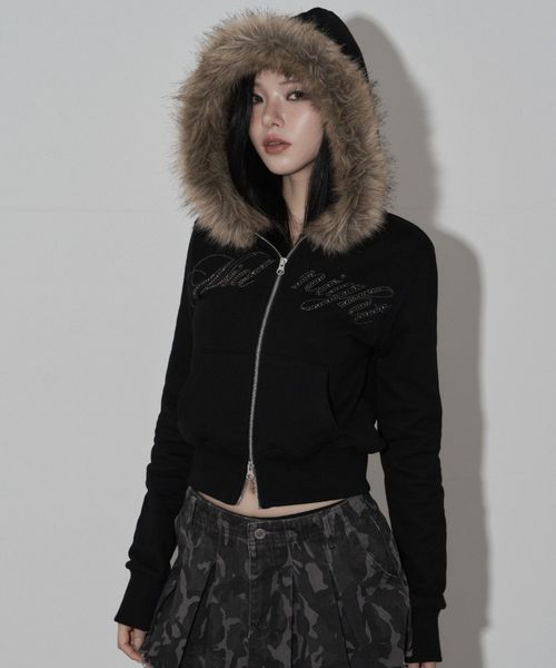 Midnight Move／クロップファージップアップ シルバー FREE ウィメンズインナー ALAND エーランド ミッドナイトムーブ 612112 韓国通販 ドットエスティ