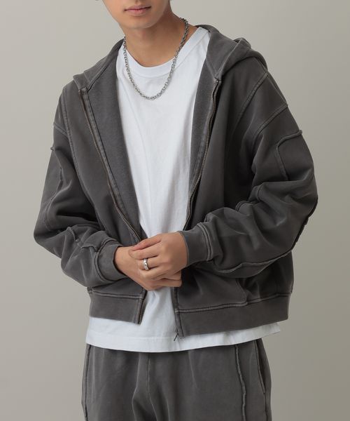 LAND MUSEUM／ワイドカットZIPパーカー グレー M メンズインナー ALAND エーランド 613074 韓国通販 ドットエスティ