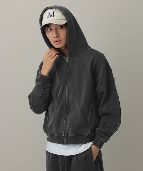 LAND MUSEUM／ワイドカットZIPパーカー シルバー M メンズインナー ALAND エーランド 613074 韓国通販 ドットエスティ