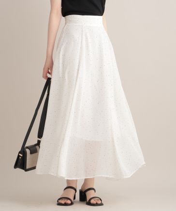 MARNI マルニ ひざ丈スカート 白xグレー(総柄) 2108425E0103 MARNI マルニ スカート 膝丈スカート グレー 白 黒 ドット 総柄