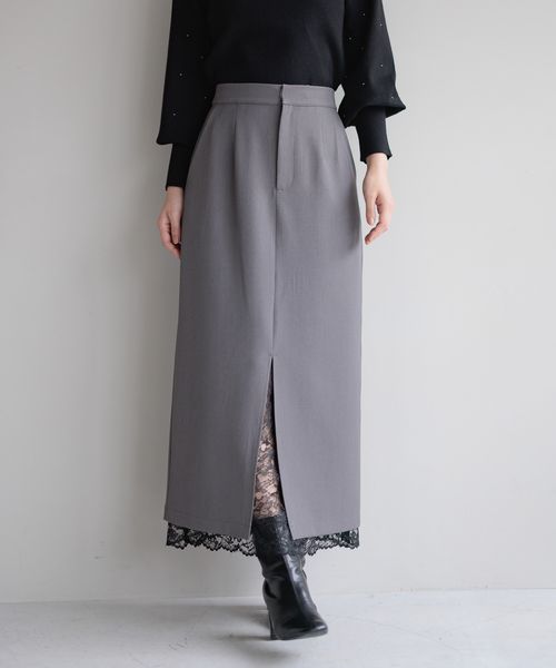 Andemiu レースカサネIラインスカート シルバー M ウィメンズボトムス アンデミュウ 325585 and ST アンドエスティ(旧ドットエスティ) Andemiu レースカサネIラインスカート シルバー M ウィメンズボトムス アンデミュウ 325585 and ST アンドエスティ(旧ドットエスティ)