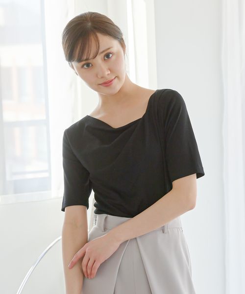 Andemiu 【新色予約】ドレープカットTシャツ ブラック FREE ウィメンズインナー_AM アンデミュウ 451395 and ST アンドエスティ(旧ドットエスティ) Andemiu 【新色予約】ドレープカットTシャツ ブラック FREE ウィメンズインナー_AM アンデミュウ 451395 and ST アンドエスティ(旧ドットエスティ)
