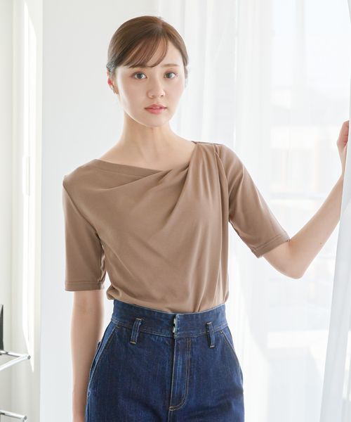 Andemiu 【一部予約】ドレープカットTシャツ ベージュ FREE ウィメンズインナー_AM アンデミュウ 451395 and ST アンドエスティ(旧ドットエスティ) Andemiu 【一部予約】ドレープカットTシャツ ベージュ FREE ウィメンズインナー_AM アンデミュウ 451395 and ST アンドエスティ(旧ドットエスティ)