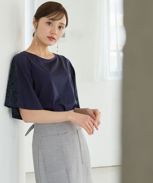 Andemiu 【一部予約】フレアソデレースTシャツ ネイビー FREE ウィメンズインナー_AM アンデミュウ 451398 and ST アンドエスティ(旧ドットエスティ) Andemiu 【一部予約】フレアソデレースTシャツ ネイビー FREE ウィメンズインナー_AM アンデミュウ 451398 and ST アンドエスティ(旧ドットエスティ)