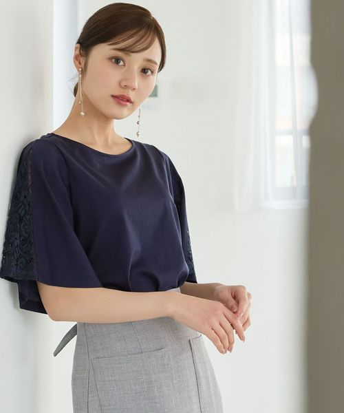 Andemiu フレアソデレースTシャツ ネイビー FREE ウィメンズインナー_AM アンデミュウ 451398 and ST アンドエスティ(旧ドットエスティ) Andemiu フレアソデレースTシャツ ネイビー FREE ウィメンズインナー_AM アンデミュウ 451398 and ST アンドエスティ(旧ドットエスティ)