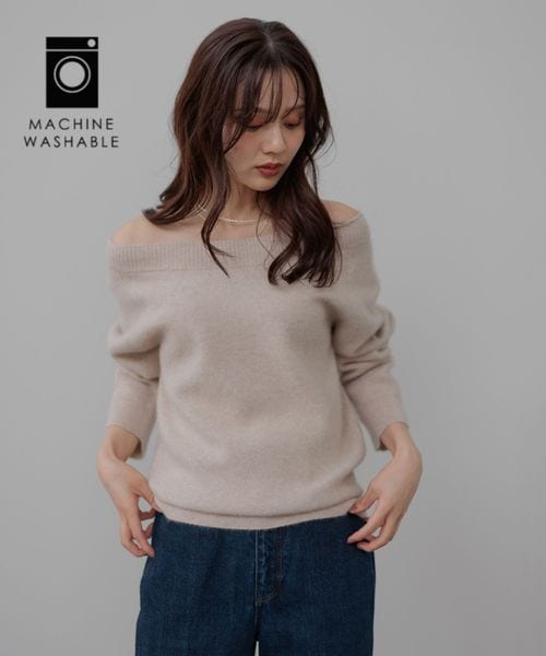 Andemiu 【洗える】CNラクーンコンオフショルニット オフホワイト FREE ウィメンズインナー アンデミュウ 491270 and ST アンドエスティ（旧ドットエスティ）