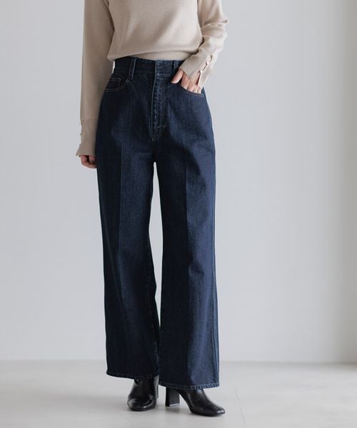 Andemiu デニムストレートパンツ ネイビー L ウィメンズボトムス アンデミュウ 579827 and ST アンドエスティ(旧ドットエスティ) Andemiu デニムストレートパンツ ネイビー L ウィメンズボトムス アンデミュウ 579827 and ST アンドエスティ(旧ドットエスティ)