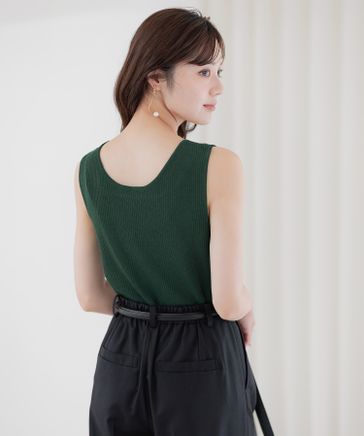 Andemiu - アンデミュウ♡ リブボウタイニット トップス ブラック 2way 長袖 春秋冬 Andemiu - アンデミュウ リブボウタイニット トップス ブラック