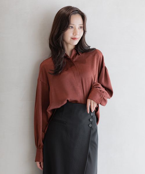 Andemiu マットサテンシャツ レッド FREE ウィメンズインナー アンデミュウ 586654 and ST アンドエスティ(旧ドットエスティ) Andemiu マットサテンシャツ レッド FREE ウィメンズインナー アンデミュウ 586654 and ST アンドエスティ(旧ドットエスティ)
