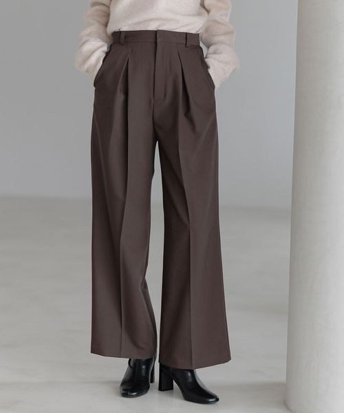 Andemiu カサネタックストレートパンツ ブラウン M ウィメンズボトムス アンデミュウ 606419 and ST アンドエスティ(旧ドットエスティ) Andemiu カサネタックストレートパンツ ブラウン M ウィメンズボトムス アンデミュウ 606419 and ST アンドエスティ(旧ドットエスティ)