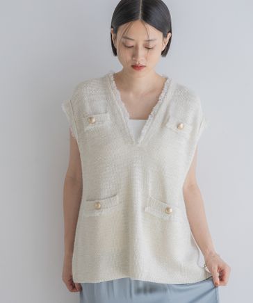 simple 印象深く project POCKET KNIT VEST ニットベスト s