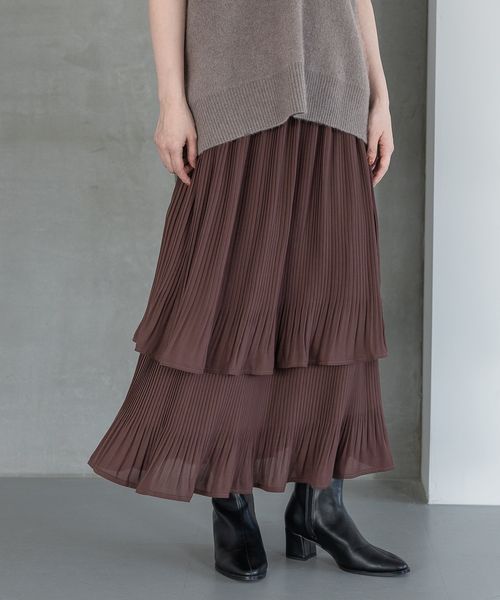 apart by lowrys 【新色追加】ホソプリーツティアードスカート/完売カラー・TALLサイズWEB先行予約 レオパード FREE ウィメンズボトムス アパートバイローリーズ 170868 and ST アンドエスティ（旧ドットエスティ）