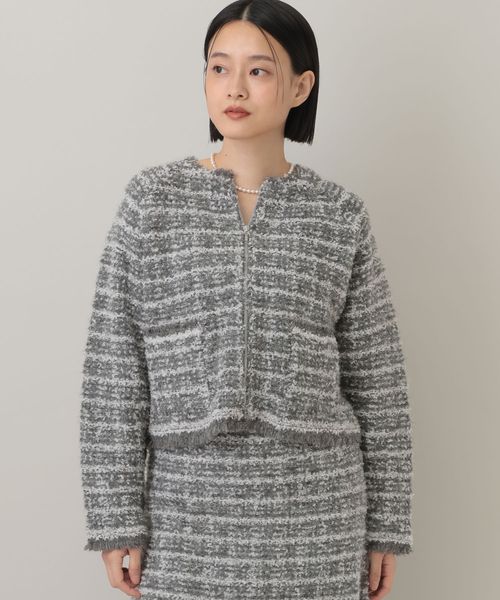 apart by lowrys 【セットアップ対応】ツィードニットZIPカーディガン チャコールグレー FREE ウィメンズインナー アパートバイローリーズ 495514 and ST アンドエスティ（旧ドットエスティ）