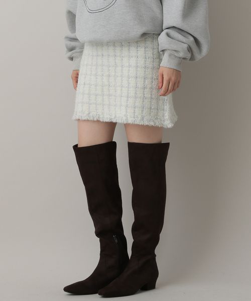 apart by lowrys 【セットアップ対応】ツイードニットタイトスカート オフホワイト FREE ウィメンズボトムス アパートバイローリーズ 495912 and ST アンドエスティ（旧ドットエスティ）