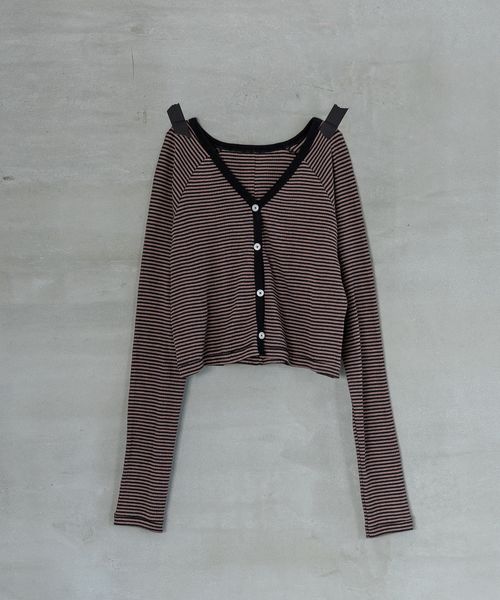 apart by lowrys 【別注】millerボーダーVネックカーディガン ブラウン FREE ウィメンズインナー アパートバイローリーズ 583806 and ST アンドエスティ(旧ドットエスティ) apart by lowrys 【別注】millerボーダーVネックカーディガン ブラウン FREE ウィメンズインナー アパートバイローリーズ 583806 and ST アンドエスティ(旧ドットエスティ)