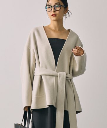 BABYLONE ベルト付きノーカラーコート リバーノーカラーコート | [公式