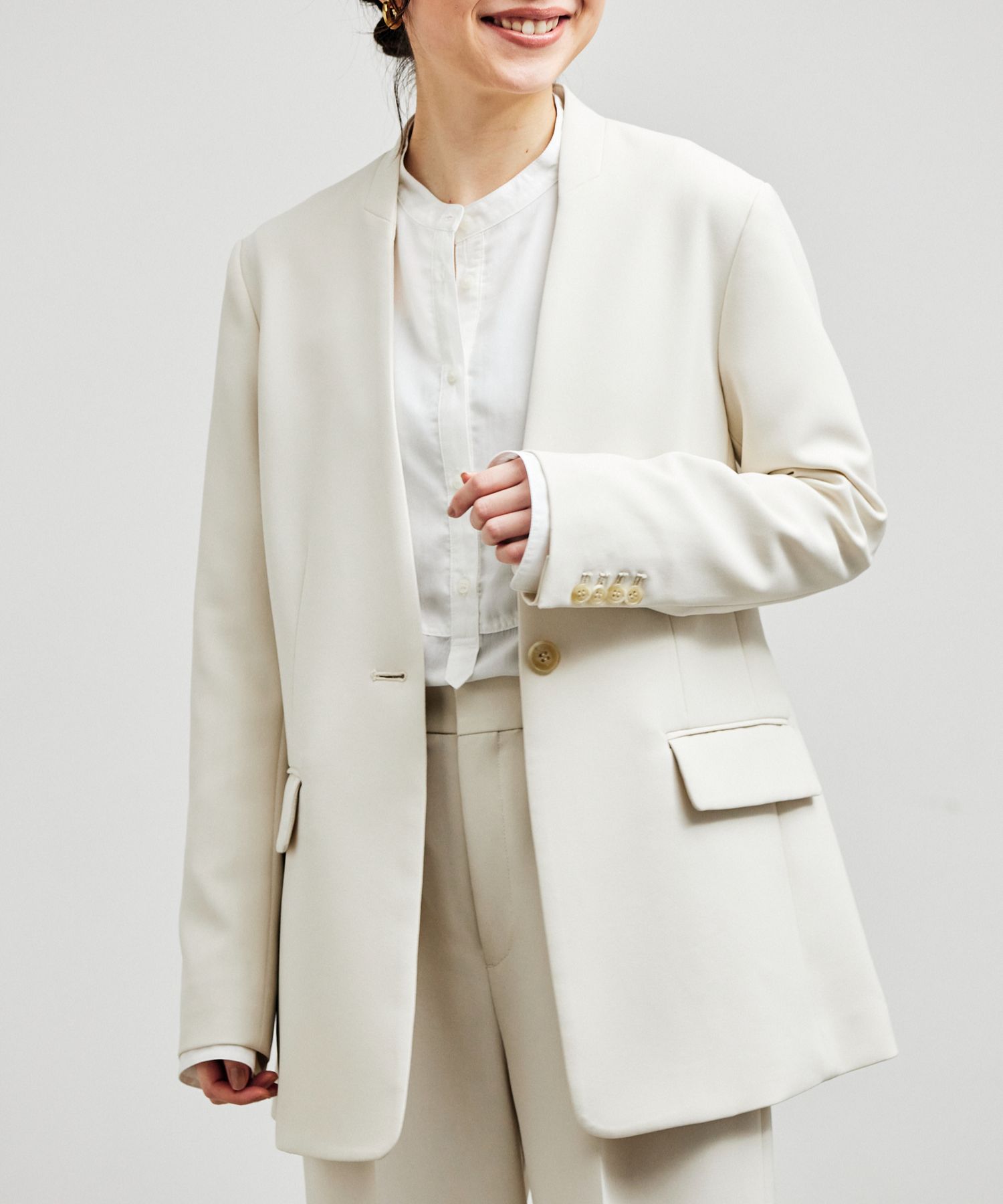 アナイ 36 ダブルクロスノーカラー ジャケット ダブルクロスノーカラー