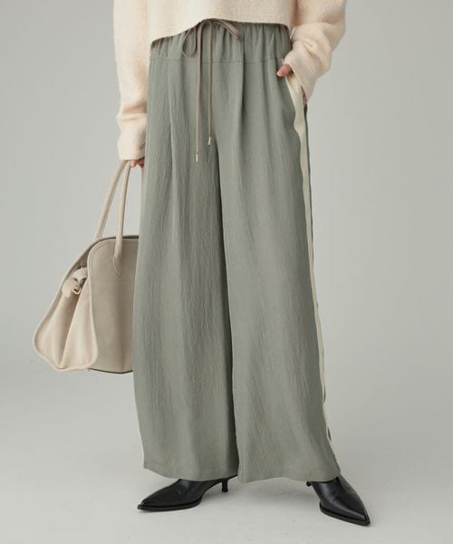 BABYLONE 【再入荷】ラインドロストパンツ カーキ 36インチ ウィメンズボトムス バビロン 283937 and ST アンドエスティ（旧ドットエスティ）