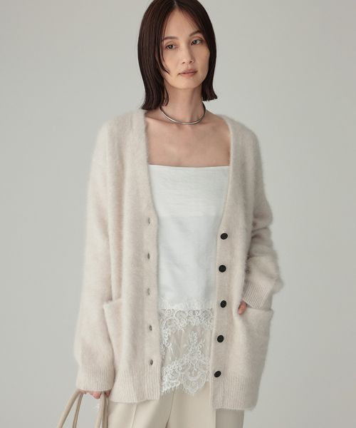 BABYLONE FOXカシミヤカーディガン ライトグレー FREE ウィメンズインナー バビロン 493825 and ST アンドエスティ（旧ドットエスティ）