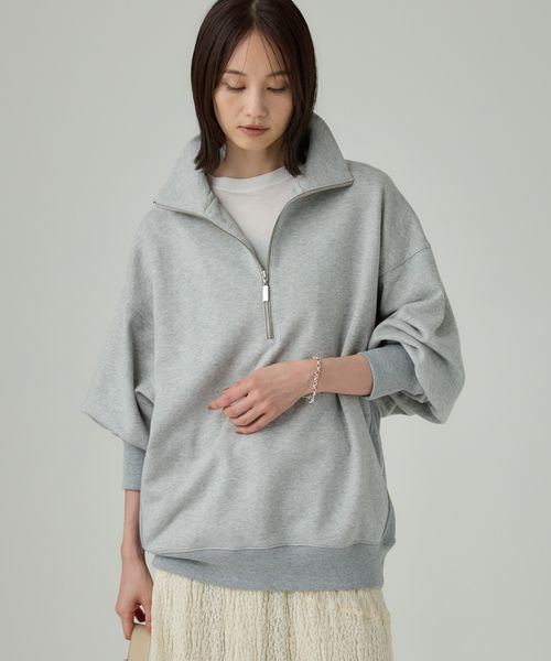 BABYLONE ハーフZIP裏毛プルオーバー グレー FREE ウィメンズインナー バビロン 574641 and ST アンドエスティ(旧ドットエスティ) BABYLONE ハーフZIP裏毛プルオーバー グレー FREE ウィメンズインナー バビロン 574641 and ST アンドエスティ(旧ドットエスティ)