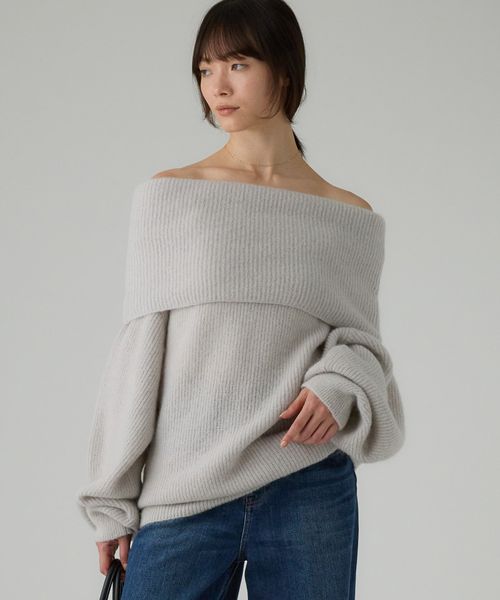 BABYLONE オフショルニットプルオーバー グレー FREE ウィメンズインナー バビロン 581380 and ST アンドエスティ（旧ドットエスティ）