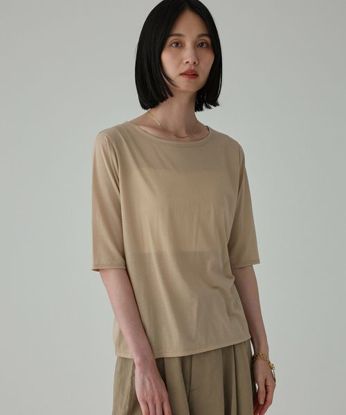 BABYLONE 五分袖シアーTシャツ ブラウン FREE ウィメンズインナー バビロン 581382 and ST アンドエスティ(旧ドットエスティ) BABYLONE 五分袖シアーTシャツ ブラウン FREE ウィメンズインナー バビロン 581382 and ST アンドエスティ(旧ドットエスティ)