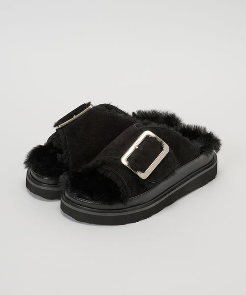 BABYLONE 【MOHI】ファーサンダル シルバー 37インチ ウィメンズグッズ＿セレクト バビロン 582530 and ST アンドエスティ（旧ドットエスティ）