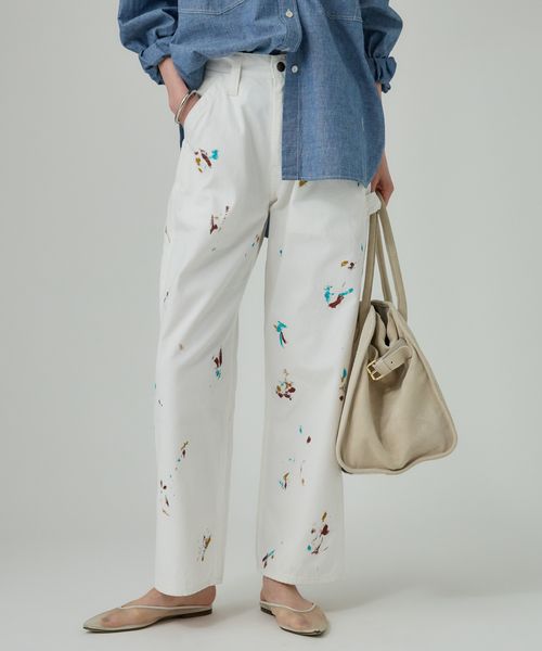 BABYLONE 【PAYDAY】ペイントパンツ ライトグレー 38インチ ウィメンズボトムス＿セレクト バビロン 582537 and ST アンドエスティ（旧ドットエスティ）