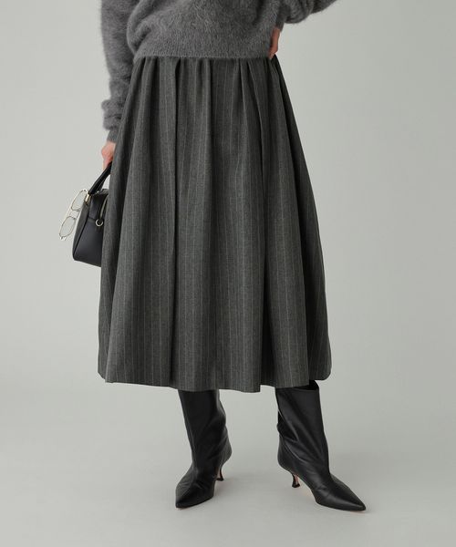 BABYLONE メランジタックフレアスカート チャコールグレー 34インチ ウィメンズボトムス バビロン 589941 and ST アンドエスティ（旧ドットエスティ）